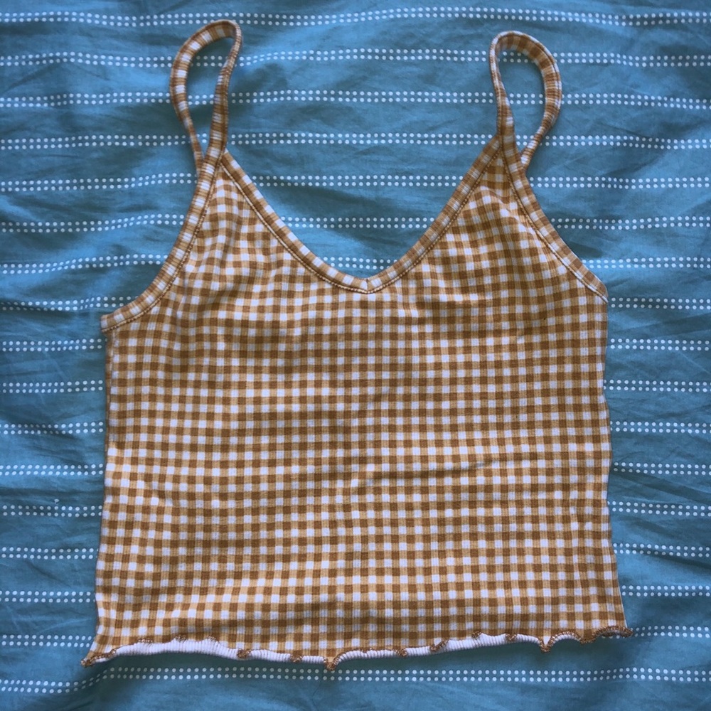 Yellow & White Plaid Crop Top